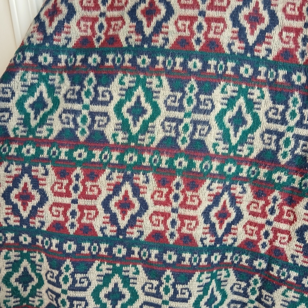 Vintage Sport Carriage Court Colorful Patterned Pullover Fleece Sweater Sz Large - Picture 8 of 8